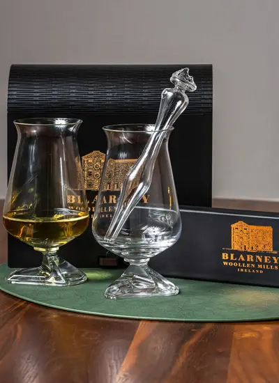 Tuath whiskey glass and water dropper gift set from Blarney Woollen Mills